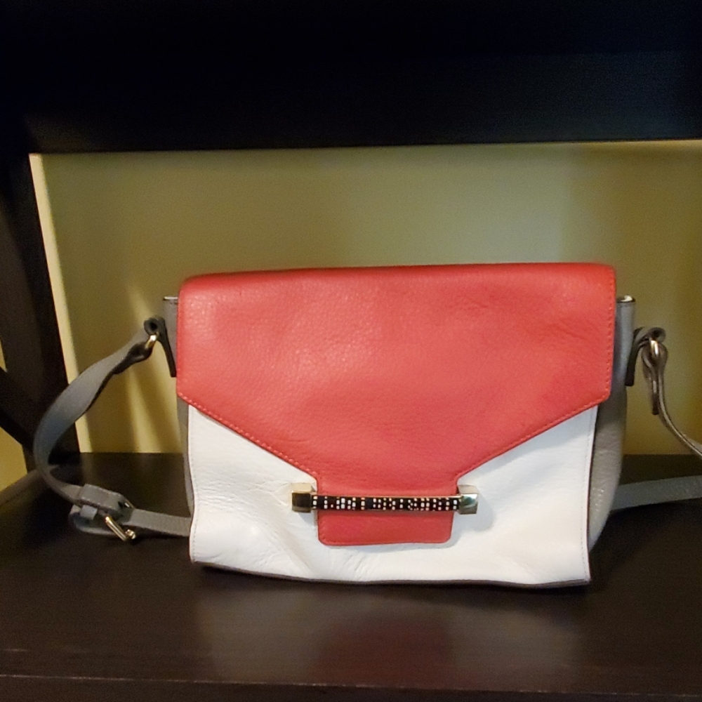 Vince Camuto medium crossbody orange, gray & white
